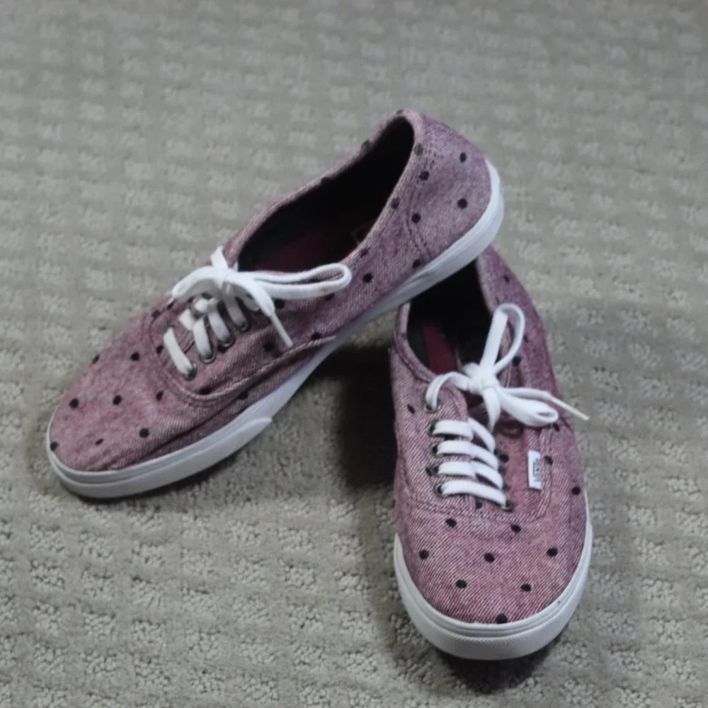 Vans Size 7 Variegated Maroon Tweed Polka Dot Lace Up Sneakers